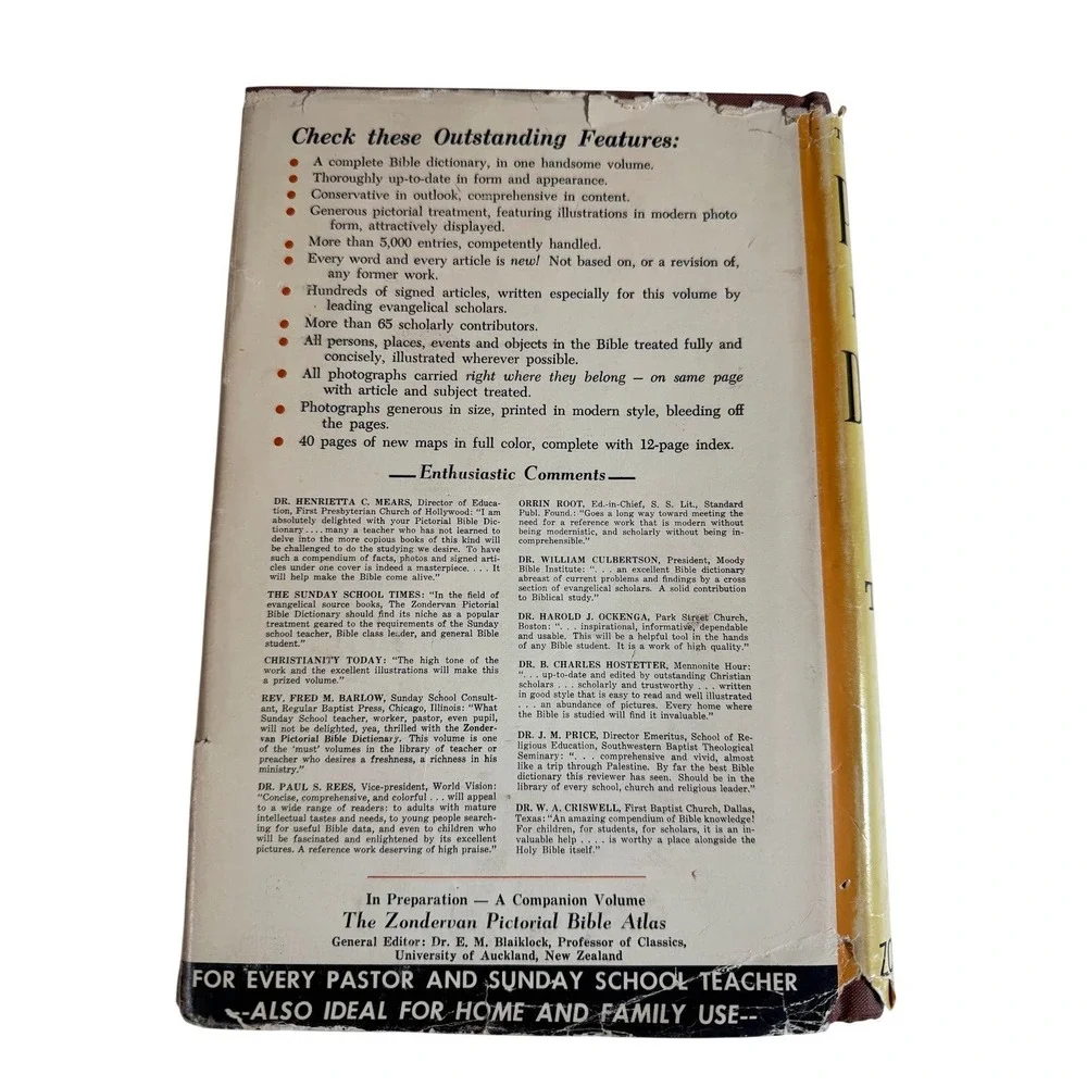Zondervan Pictorial Bible Dictionary 1964 Merrill‎ Tenney Hardback Dust Jacket